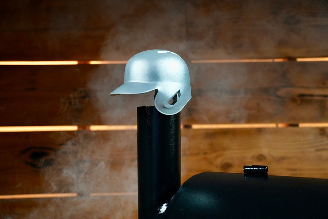 Baseball Batting Helmet BBQ Chimney Cap - Silver | Pimp My Grill®
